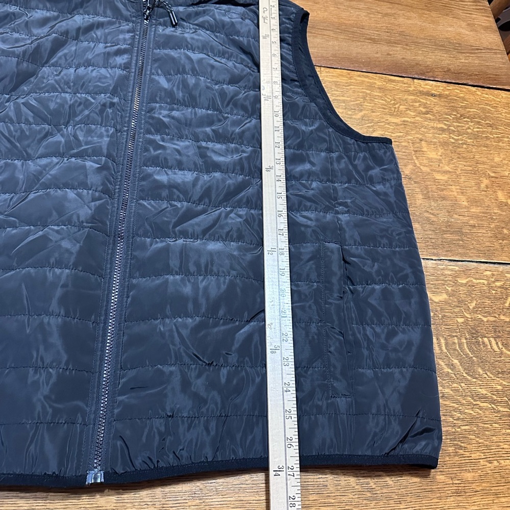 Edgar + Ash Black Hooded Vest‎ sz 2XL quilted puffer. Green lid bin - Picture 6 of 8